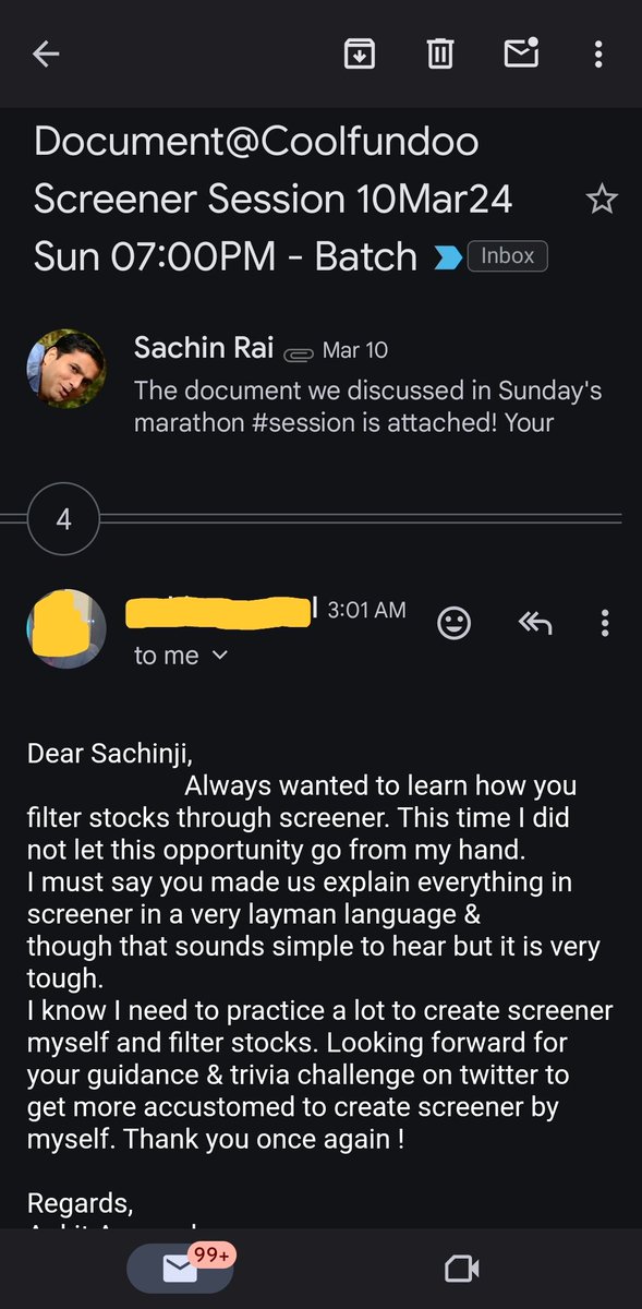 Simplifying screener & investing concepts effectively is my goal. Received some feedback via email for Sunday Marathon #session, and more can be seen on the timeline. I wish I could conduct them more frequently. Huge thanks to @faltoo and @ayushmitt for creating @screener_in tool