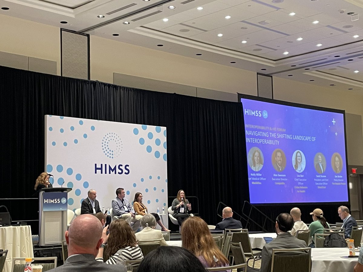 KAWickenhauser's tweet photo. ⭐️“There is no one solution to #interoperability” ⭐️
@lisabari highlights the @civitas4health community there are many ways to do and use #interop. There is not and will not be a single way to “solve” interop.
#TeamInterop #HIMSS24 https://t.co/psRznyof9w