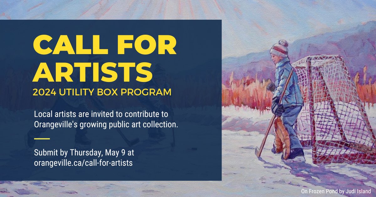 Orangeville Economic Development & Culture (@orangevilleed) on Twitter photo The Town of Orangeville's Call for Artists offers local artists an opportunity showcase their artwork while helping to beautify the community. Winning submissions will be selected by jury and those artists will receive $750 for their work. <a href="/orangevilleont/">Town of Orangeville</a>
orangeville.ca/call-for-artis… The Town of Orangeville's Call for Artists offers local artists an opportunity showcase their artwork while helping to beautify the community. Winning submissions will be selected by jury and those artists will receive $750 for their work. <a href="/orangevilleont/">Town of Orangeville</a>
orangeville.ca/call-for-artis…