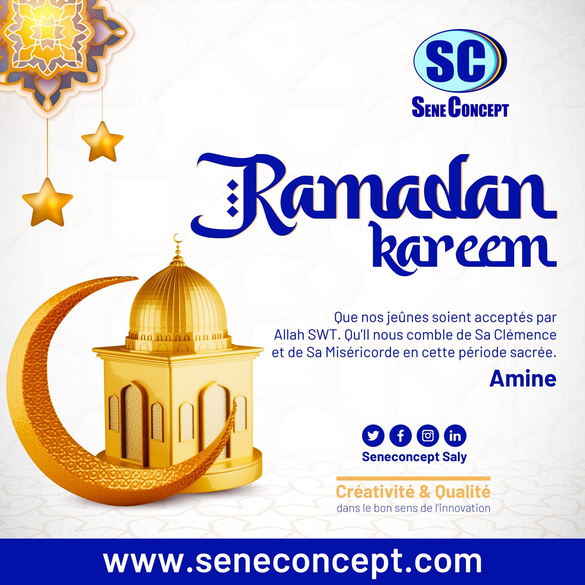 Seneconcept1's tweet photo. On vous souhaite un bon mois de RAMADAN
______
Suivez-nous sur les réseaux sociaux : Seneconcept Saly
📍 Saly, Résidence plein sud 1

#RamadanKareem #BlessedRamadan #digital #pictureoftheday #post #galsen #islam #muslim #ramadan #ramadankareem #ramadanmubarak #ramadan2024 https://t.co/rWPbhQTvqu