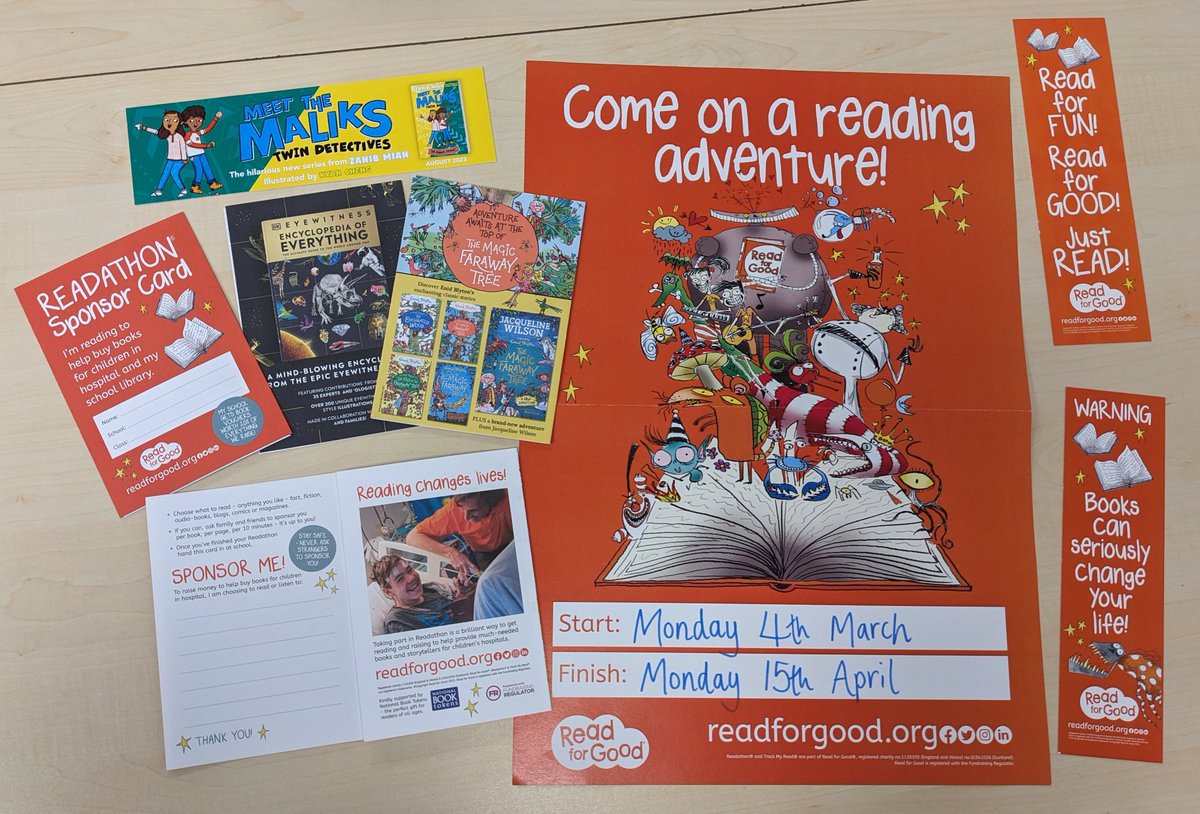 Our Readathon is underway! Join in by reading whatever you enjoy and raising money if you can. All money raised goes to provide new books and storytellers to UK children's hospitals through the charity Read for Good.

#readforgood
#readingsuperstars