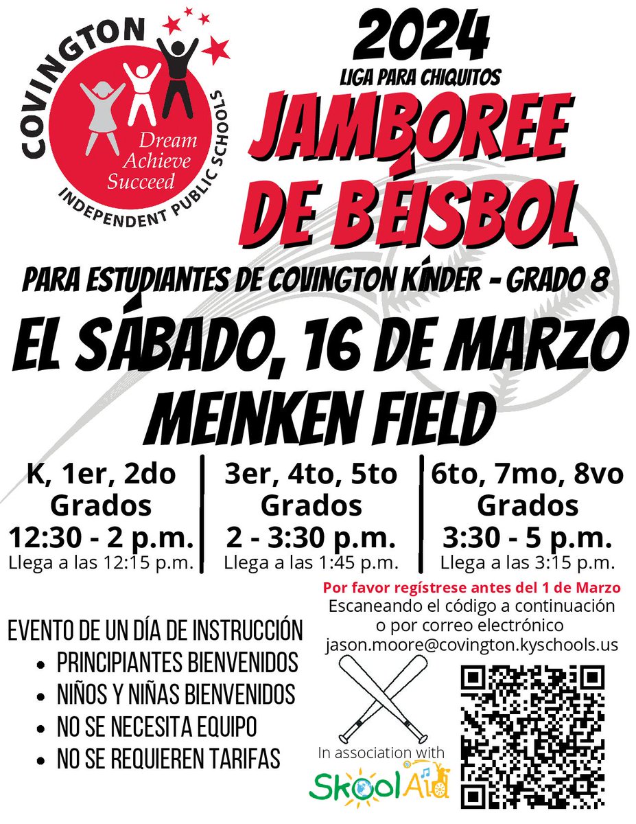 Registration is still open for the 2024 Baseball Jamboree, which takes place this Saturday, March 16! You can sign up via the following link: forms.gle/aGGbNpizhUetTK…