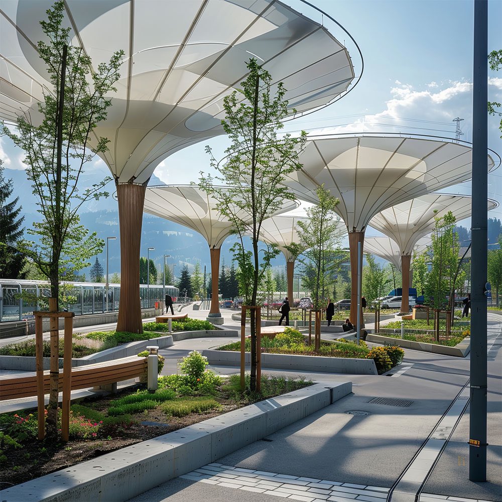 parametricarch's tweet image. Urban Crop Parks with Tensile Structures, AI-generated concept for urban farming.

parametric-architecture.com/urban-crop-par…