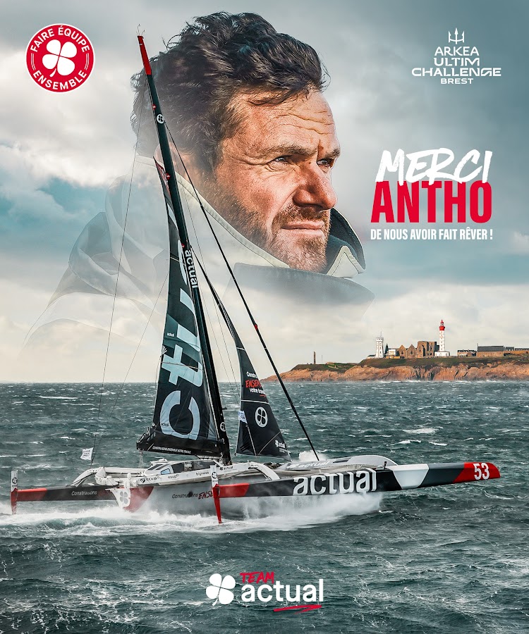 Arrivée d'Anthony Marchand🏁 À 15H08 et 21 secondes, Anthony Marchand vient de franchir la ligne d’arrivée de l’ARKEA ULTIM CHALLENGE Brest.

Il finalise cette première course autour du monde, en Ultim et en solitaire en 4ème position à bord d’Actual Ultim 3. 👏  Merci Antho 🤩