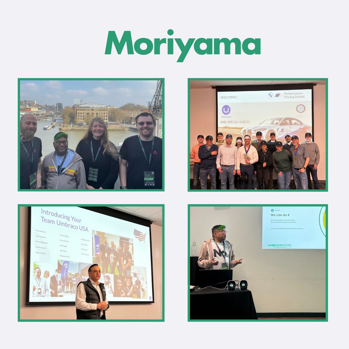 Moriyama (@moriyamaumbraco) on Twitter photo A crazy week!
We sponsored the <a href="/umbracospark/">Umbraco Spark</a> pre-party. <a href="/ravimotha/">Ravi Motha</a> delivered his talk and displayed true dedication by sporting green hair! Matt Bliss flew to the US for the partner summit which consisted of team-building exercises and engaging discussions with our US partners. A crazy week!
We sponsored the <a href="/umbracospark/">Umbraco Spark</a> pre-party. <a href="/ravimotha/">Ravi Motha</a> delivered his talk and displayed true dedication by sporting green hair! Matt Bliss flew to the US for the partner summit which consisted of team-building exercises and engaging discussions with our US partners.