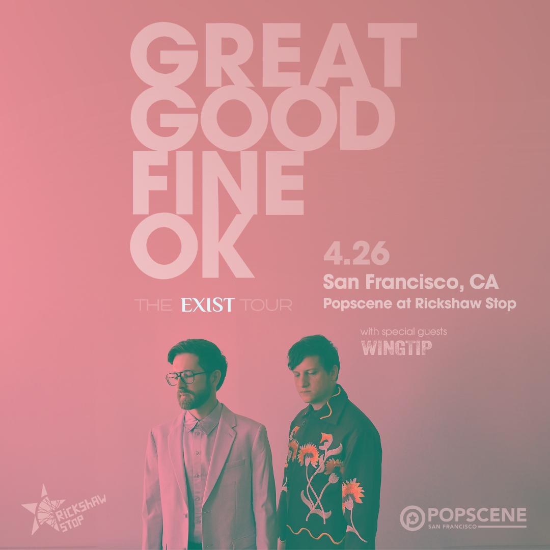 POPSCENE Presents (@popscenesf) on Twitter photo POPSCENE SHOW UPDATE 🚨
We're adding Brooklyn by way of SF electronic producer WINGTIP to our upcoming Popscene party on 4/26
🪩🪩🪩
GREAT GOOD FINE OK
Friday, 4/26
<a href="/rickshawstopsf/">Rickshaw Stop</a>
+ WINGTIP
9pm-2am
<a href="/GreatGoodFineOk/">Great Good Fine Ok</a> <a href="/itswingtip/">wingtip</a>
TIX GOING FAST⬇️🎟️
eventbrite.com/e/797050317957… POPSCENE SHOW UPDATE 🚨
We're adding Brooklyn by way of SF electronic producer WINGTIP to our upcoming Popscene party on 4/26
🪩🪩🪩
GREAT GOOD FINE OK
Friday, 4/26
<a href="/rickshawstopsf/">Rickshaw Stop</a>
+ WINGTIP
9pm-2am
<a href="/GreatGoodFineOk/">Great Good Fine Ok</a> <a href="/itswingtip/">wingtip</a>
TIX GOING FAST⬇️🎟️
eventbrite.com/e/797050317957…