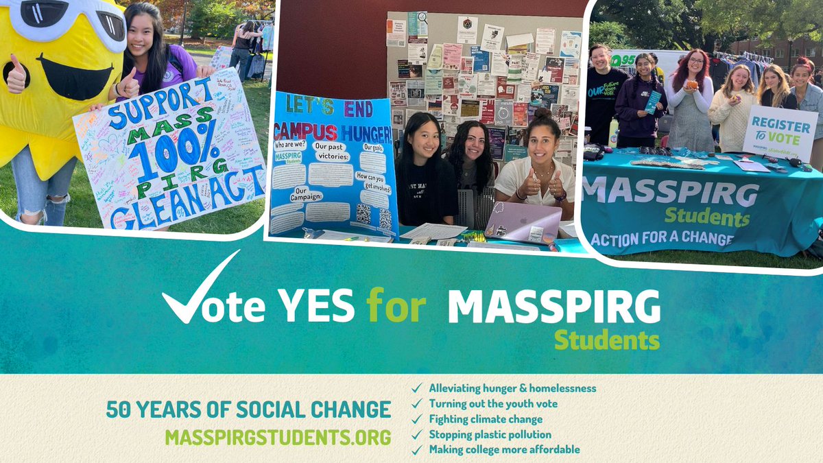 Polls are now open to vote YES for MASSPIRG in the  <a href="/UMassSGA/">UMass SGA</a> elections! Vote here: masspirgstudents.org/umass-fee/

<a href="/UMassAmherst/">UMass Amherst</a> <a href="/masspirgstudent/">MASSPIRG Student Chapters</a> #Vote #VoteYESforMASSPIRG