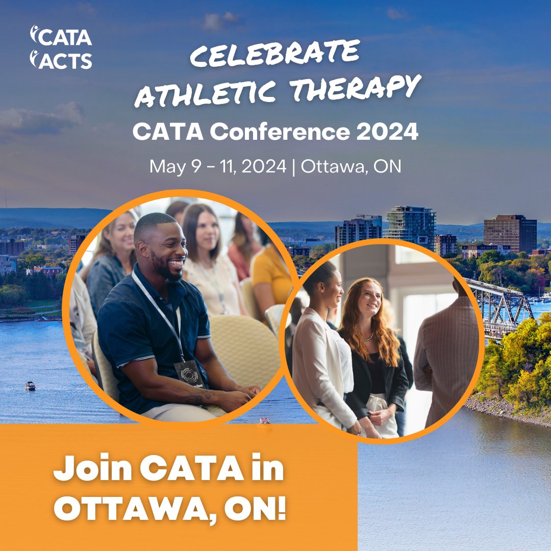 Don’t forget to register for the CATA Conference 2024! This conference will attract Certified Athletic Therapists working in the healthcare, sports, and fitness industries across Canada. Join in Ottawa from May 9 to 11: athletictherapy.org/public/ottawa24 #CATAConference #CATACommunity