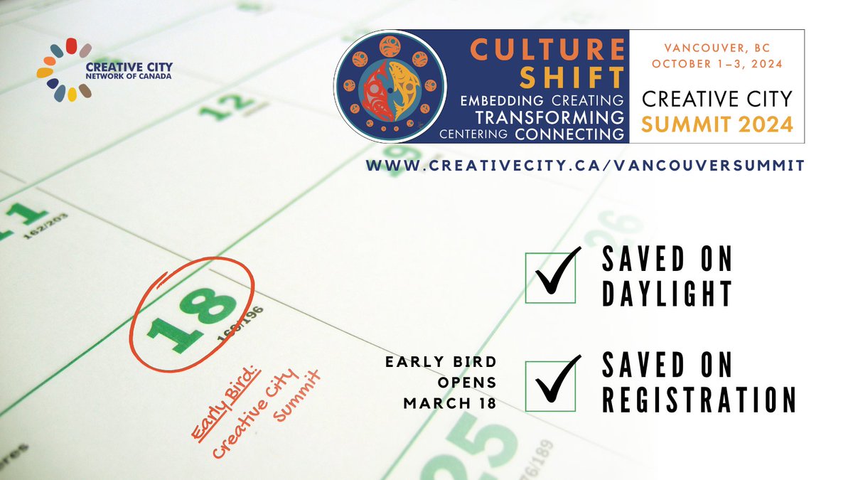 We hope your weekend was restful. 

Mark your calendars because we are only ONE WEEK AWAY from Early Bird registration opening for the Vancouver Summit! 

Early Bird: March 18 - June 9 for Full Summit Passes

zurl.co/FBgH