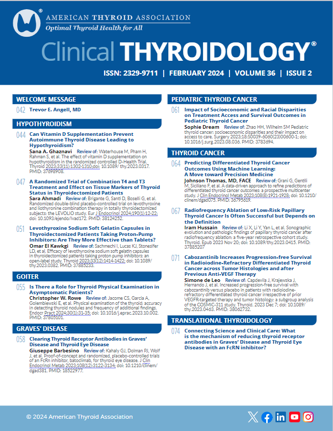 Once again, be sure to check out our Feb reviews. We’ll let you know when the next issue arrives! Keeping you informed & advance optimal #thyroid health for all. #endotwitter #medtwitter #ClinicalThyroidology #AmericanThyroidAssociation @AmThyroidAssn