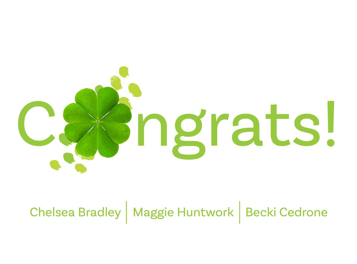 🍀Congratulations to Chelsea Bradley, Maggie Huntwork and Becki Cedrone on their work anniversaries this month! We are so lucky to have you on our team! #WorkAnniversary