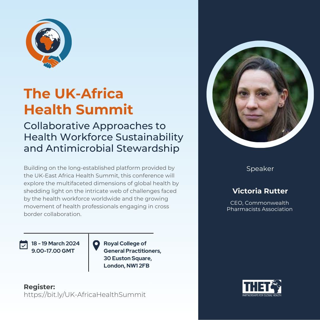 We're delighted to welcome @ReturnoftheVIC, CEO of @CW_Pharmacists, to the #UKAfricaHealthSummit 2024! Don't miss her insights on tackling #antimicrobialresistance. Register today 👉 buff.ly/42YnAlJ