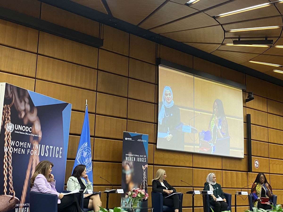 At the @UNODC high-level event #WomenInJustice & #WomenForJustice celebrating International Day of Women Judges. 👩‍⚖️ Underlining the importance of the #Equal representation of women in the judiciary, for a more equal, fair, and just society for everyone.⚖️