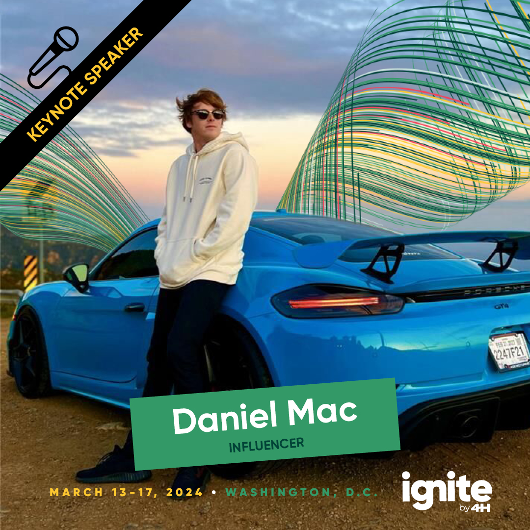 Get ready to be inspired! 🚀 Social media influencer DanielMac will deliver the final keynote at #Igniteby4H 2024! 🌟 Daniel Mac is the viral star behind the hit series 'What do you do for a living?' where he talks with luxury car owners and celebrities.