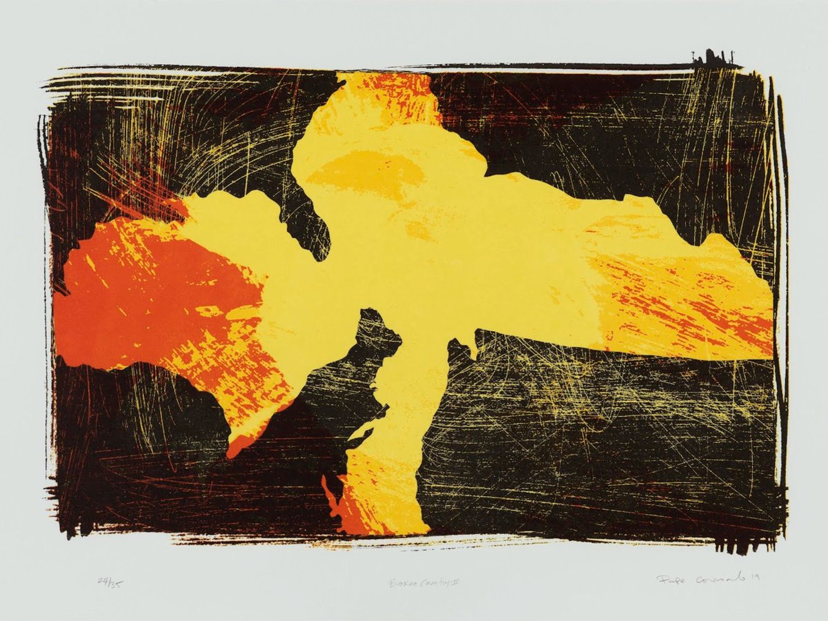#MOLAACollection Did you know you can look at over 150 works of art from MOLAA's Permanent collection on Google Art & Culture? bit.ly/3P5FaPi 'Broken Country,' by Pepe Coronado, 2019 (Dominican Republic) Screen Print Dimensions: 17 x 25 in MOLAA Permanent Collection