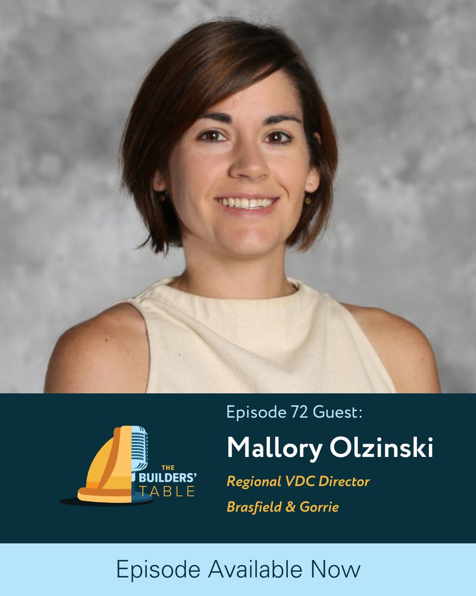 This week's episode of The Builders' Table featuring Mallory Olzinski is now available! Olzinski, the Regional VDC Director at Brasfield & Gorrie, shares about how digital design tools are innovating the #construction industry. Listen to Episode 72: nccer.org/newsroom/the-b…