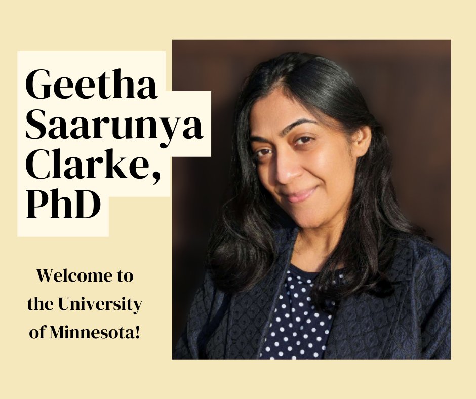 We're excited to welcome Geetha Saarunya Clarke, PhD, to the University of Minnesota. She will be joining us as an Assistant Professor in the Department of Surgery's Division of Basic & Translational Research. Welcome, Dr. Clarke!