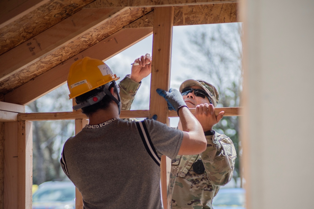 The Guard Gives Back: Every year the Idaho Army National Guard participates in Construction Combine events that happen across the state. Soldiers help local youth learn practical craftsmen skills while building sheds for veterans. serveinidaho.com/giveback