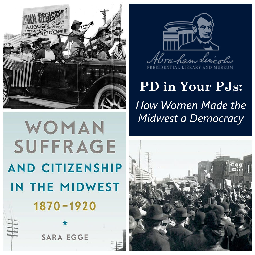 ALPLM's tweet photo. To celebrate #WomensHistoryMonth, the #ALPLM is excited to host Sara Egge, for our 'PD in Your PJs' presentation - 'How Women Made the Midwest a Democracy.' Monday, March 18 at 6 p.m. on Zoom. Register at https://t.co/xLbHcHi36f
#ILHistory #WomanSuffrage https://t.co/I6EfH25IPb