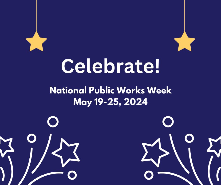 National Public Works Week is May 19-25. How are you celebrating?

Let us know and we'll share your news! #PublicWorks #NationalPublicWorksWeek #PublicWorksProud