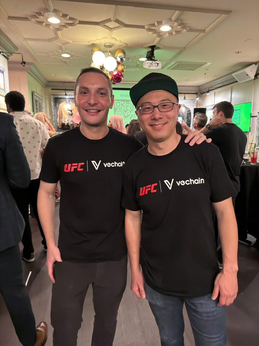 Thrilled to have attended UFC 299 in Miami with @vechainofficial whose partnership with the UFC is bringing #blockchain to the masses. Here’s a shot of our Founder and CEO @davidwachsman and VeChain CEO @sunshinelu24 at the event! #vechain #vefam #vechainatufc #wachsman