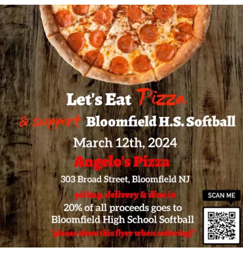 Order Angelo’s tomorrow, Tuesday 3/12 and support the BHS Softball teams .. 🥎 🍕