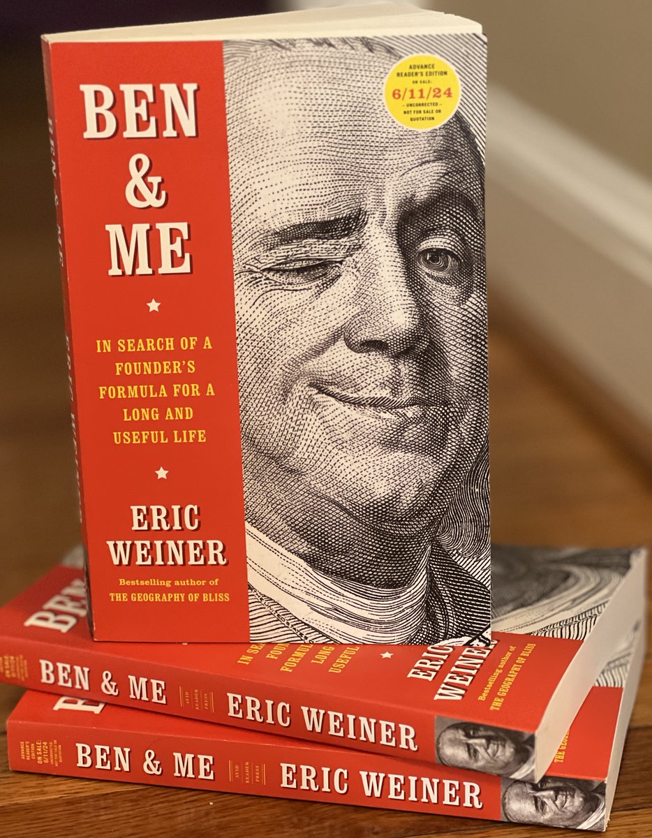 I'm giving away another signed advance copy of my new book, BEN & ME. Subscribe to my (free) newsletter (if you haven't already done so) to be entered automatically. ericweinerbooks.com/newsletter/ @AvidReaderPress