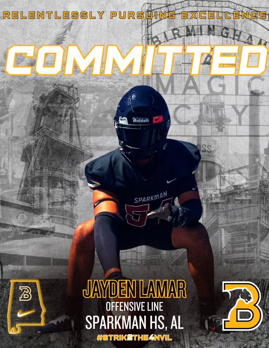 BSC Football (@bscfootball) on Twitter photo Another BIG, in-state addition to the OL; welcome <a href="/JaydenLamar24/">Jayden Lamar</a>
#Strik2the4nvil | #Excellence Another BIG, in-state addition to the OL; welcome <a href="/JaydenLamar24/">Jayden Lamar</a>
#Strik2the4nvil | #Excellence