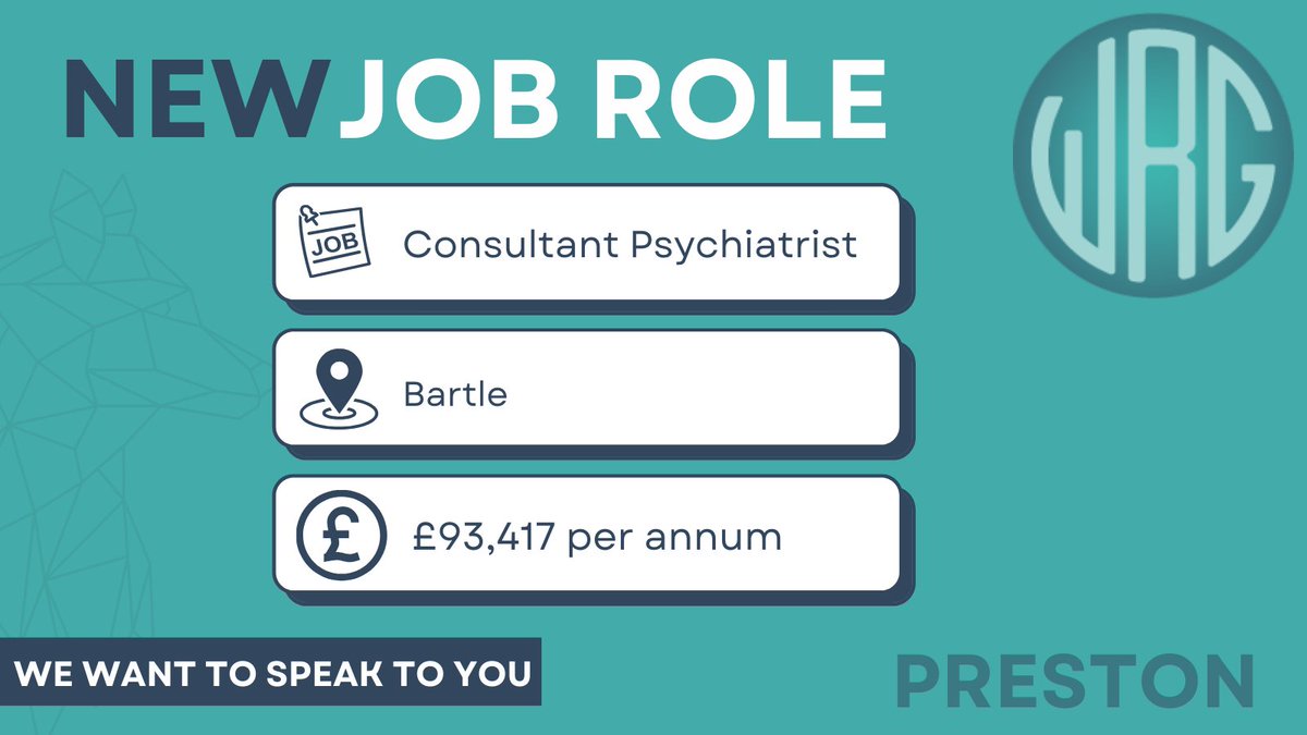 ⭐️Consultant Psychiatrist
📍Preston
💰£160,000 per annum
✔️Full-time permanent contract

Click here to apply now! adr.to/wtmtoai

 #PsychiatristJobs #ConsultantPsychiatrist #PrestonJobs #PsychiatryCareers #wolfjobs #wolfcare #adulthealthandsocialcare #UKHealthcare