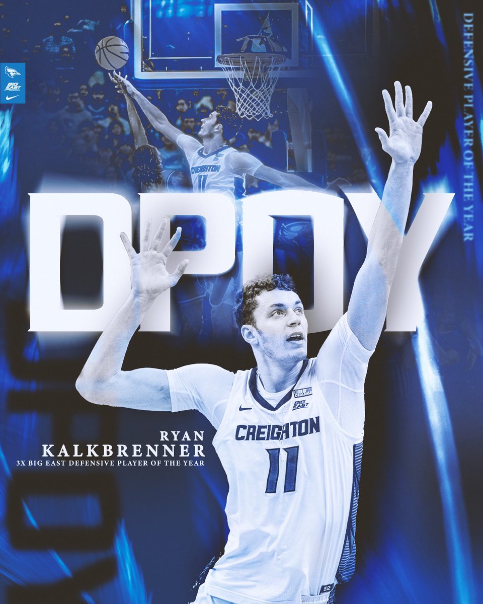 Back 2 Back 2 BACK!! @RyanKalkbrenner is the Big East Defensive Player of the Year! 🔗 gocreighton.com/MBB031124kalkb… #GoJays