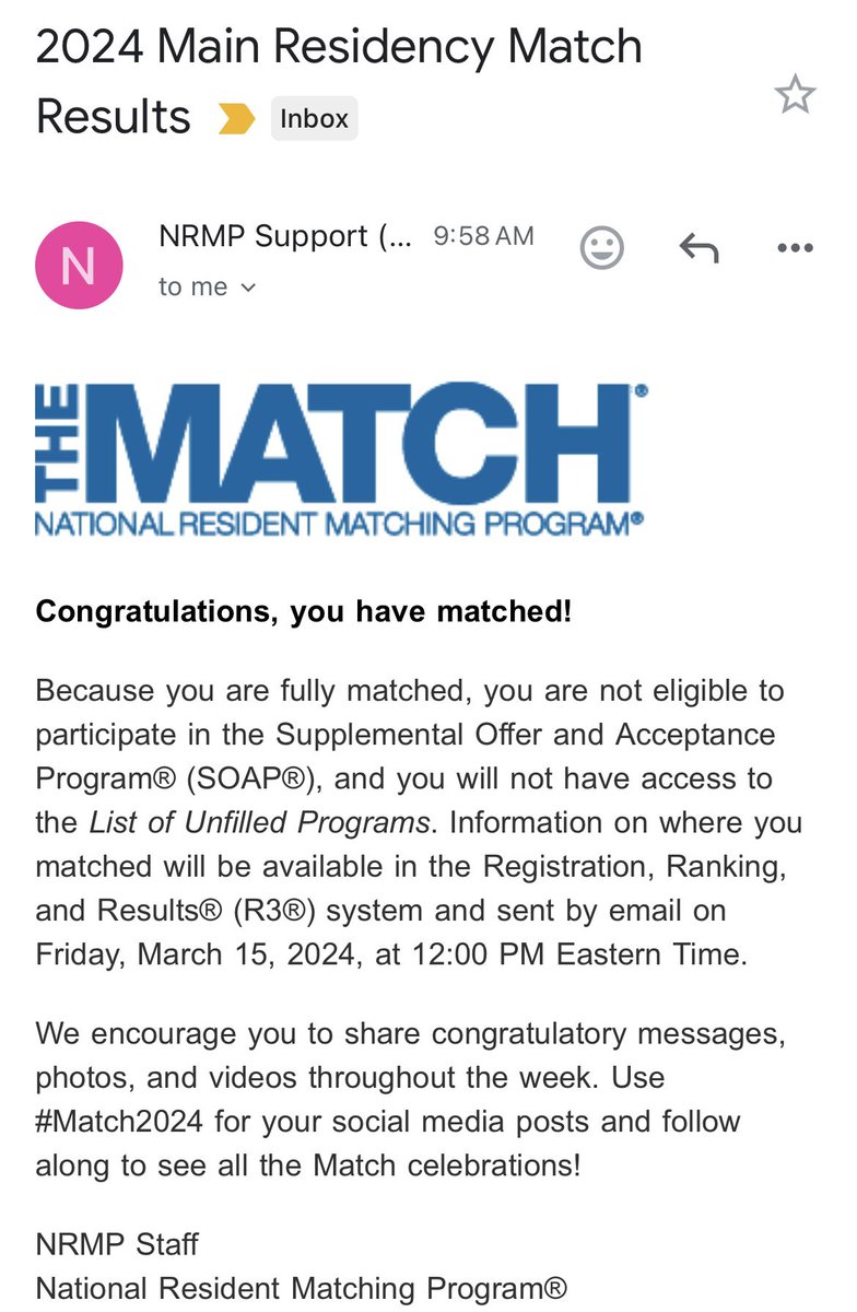 MATCHED!! I haven’t put my phone down since I saw the email🥹🩺. So surreal. There are no words to describe this feeling #Match2024 #MedTwitter