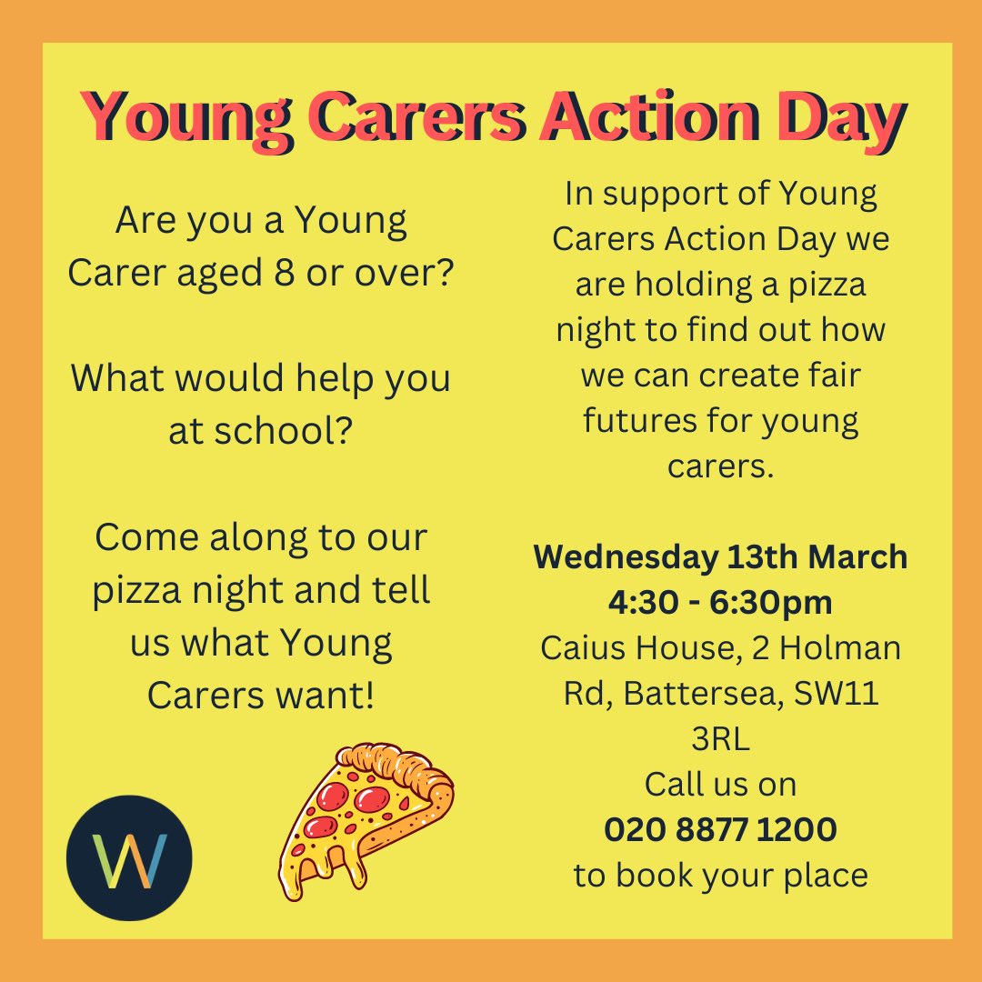 Are you a Young Carer? Let us know what you think a fair future for Young Carers would look like in the comments, or secure a place at our Pizza night by calling 020 8877 1200 #youngcarersactionday #wandsworthcarers