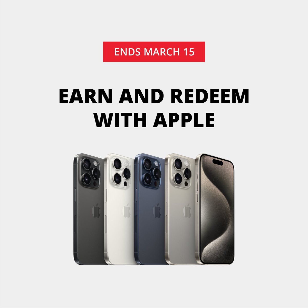 Save 10% in pts on iPhones and AirPods. Plus, earn 7X the points when you shop eligible Apple products via the eStore until March 15. Shop now: ow.ly/9M8750QQhCV