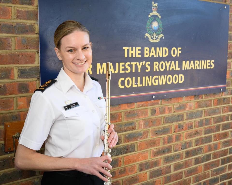 HMS_Collingwood's tweet image. Priscilla Theresa Scanlan, from @RNZNBand is teaming up with @RMBandService for a special &apos;Long Look&apos; Exchange.

This collaboration is truly a delightful way to celebrate #CommonwealthDay2024 

Here&apos;s to fostering stronger connections &amp;amp; harmony across borders! #OneCommonwealth