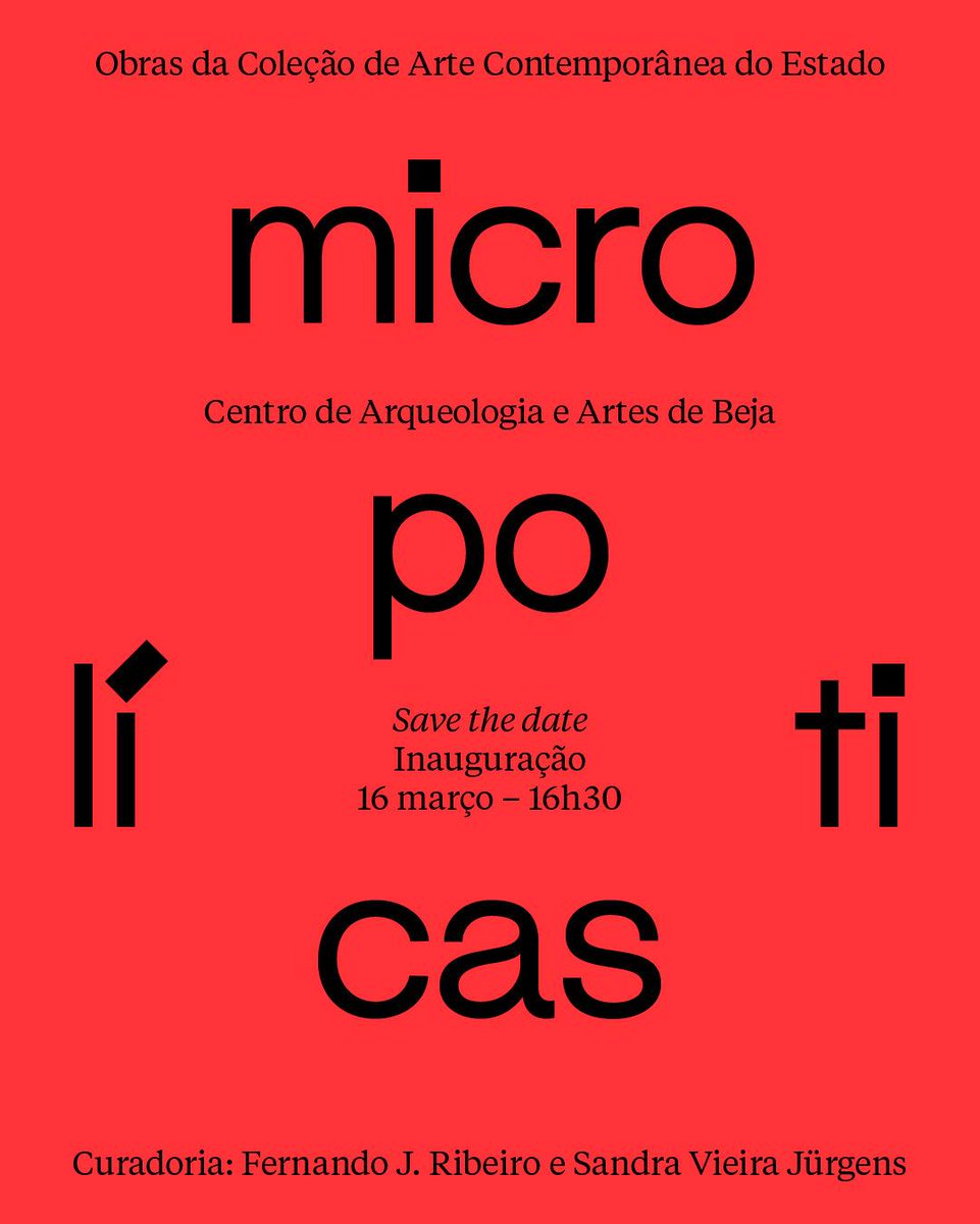 A nova exposição descentralizada da CACE chega a Beja no próximo dia 17 de março. “MICROPOLÍTICAS: Obras da Coleção de Arte Contemporânea do Estado” estará patente no Centro de Artes e Arqueologia de Beja até 27 de julho.