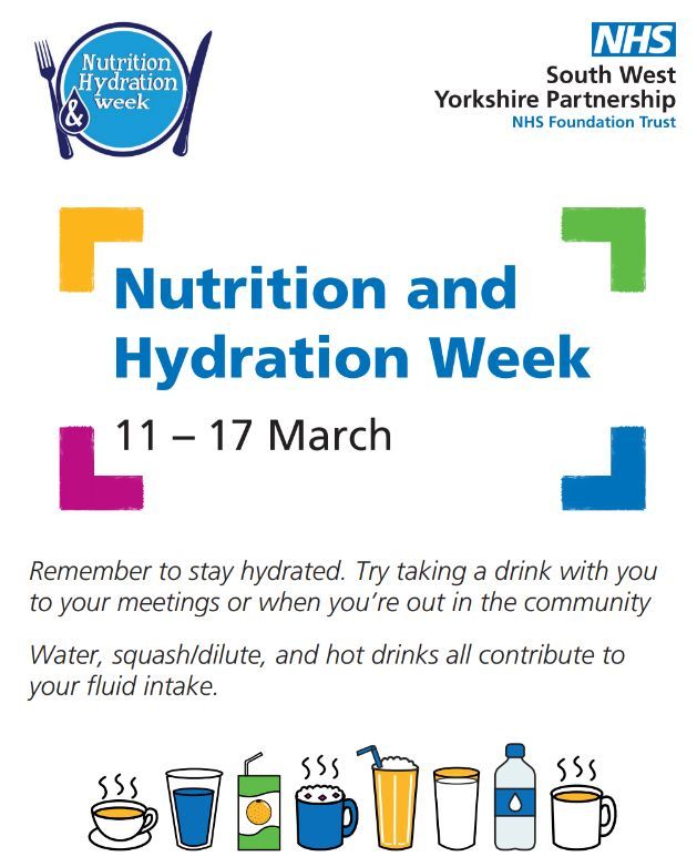 It's Nutrition and Hydration Week! 💧 🥤 🥛 🧃 This week our community nutrition and dietetics team are encouraging colleagues to stay hydrated during all meetings, community visits, huddles or working groups with reminders at the start of the sessions 💙 🙌 #NHWeek @NHWeek