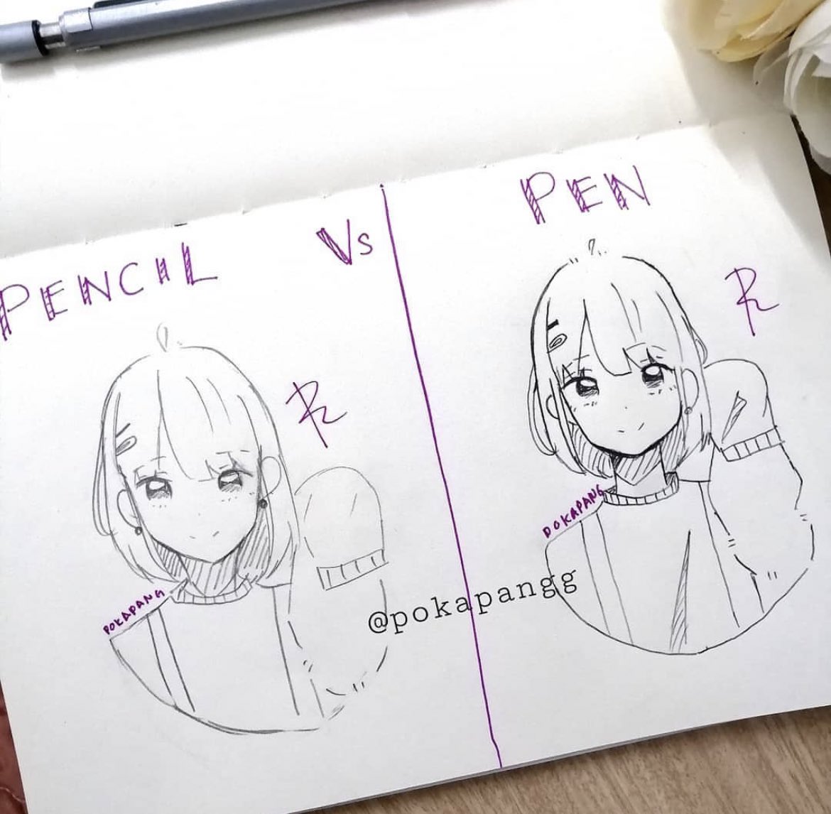 Moonori4's tweet image. Pen vs pencil

#art #sketch #anime #animeart #illustration #doodle #oc #commission #pngtuber