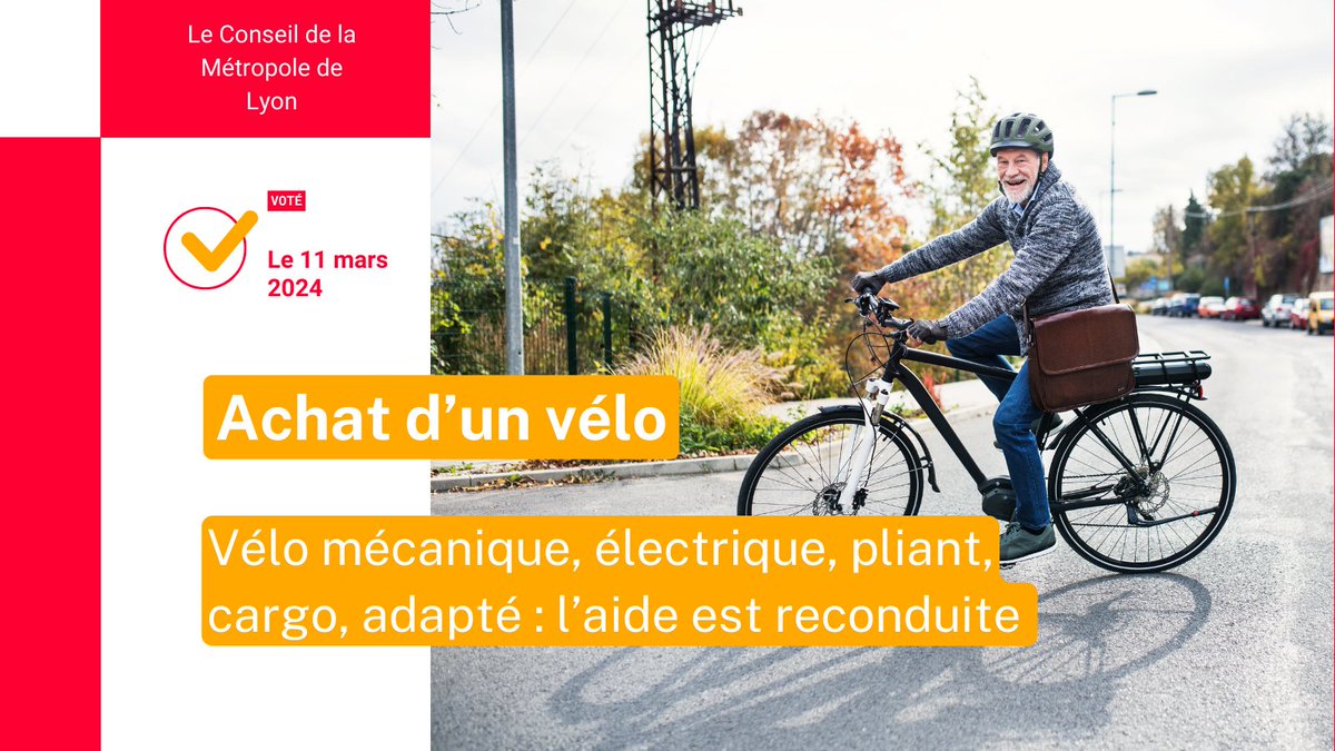 Métropole de Lyon (@grandlyon) on Twitter photo <a href="/SYTRALmobilites/">SYTRAL Mobilités</a> <a href="/EnCovoitGLyon/">En Covoit' GrandLyon</a> #ConseilGrandLyon 🗳️ Tous en selle ! L’aide de la Métropole de Lyon pour l’achat d’un vélo revient.
Conditions 2024 et précisions à venir rapidement ici 👇 avelo.grandlyon.com/choisir-son-ve… <a href="/SYTRALmobilites/">SYTRAL Mobilités</a> <a href="/EnCovoitGLyon/">En Covoit' GrandLyon</a> #ConseilGrandLyon 🗳️ Tous en selle ! L’aide de la Métropole de Lyon pour l’achat d’un vélo revient.
Conditions 2024 et précisions à venir rapidement ici 👇 avelo.grandlyon.com/choisir-son-ve…