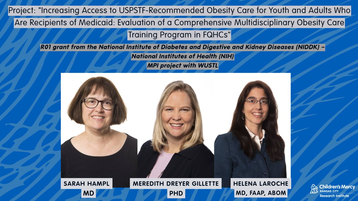 Drs. Dreyer, Gillette, and Laroche are joining a multiple PI study led by Dr. Hampl and Dr. Denise Wilfley @WUSTL to improve access and outcomes for youth and adults with obesity. Researchers @MUMedicine round out the team. bit.ly/obesity-care-s…