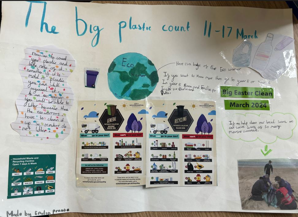 The Big Plastic Count has begun! Get counting your plastic waste this week and record it on your tally sheet Let's take action to reduce our environmental impact. T  #PlasticCount #ReducePlasticWaste. 
Look at this amazing poster created by one of our SSMJ Eco Warriors!