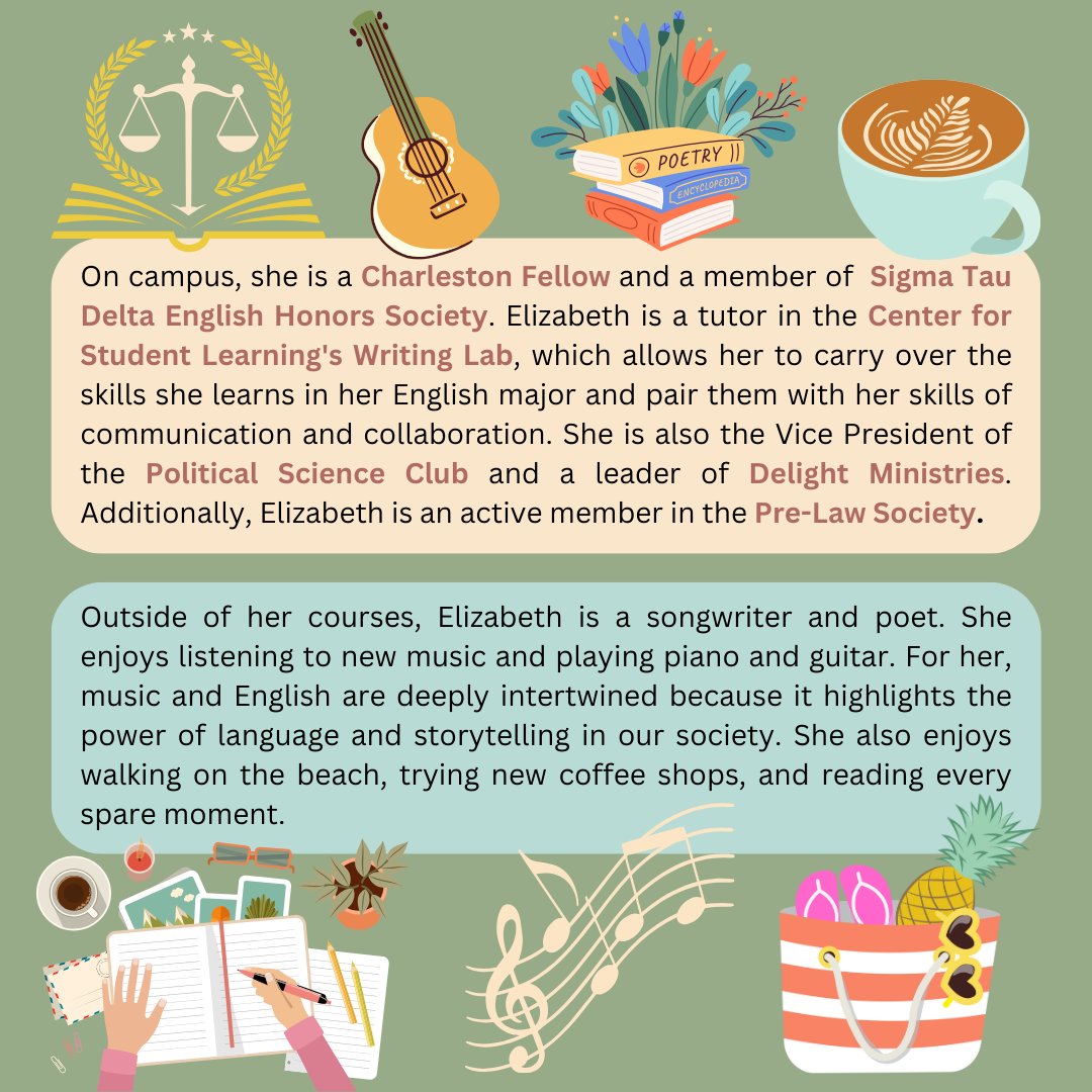 Today's Meet the Major Monday features Elizabeth Clark! She is an English Major with a concentration in Literature and Film. Her second major is Political Science, and she minors in Women's and Gender Studies. Swipe to get to know Elizabeth!