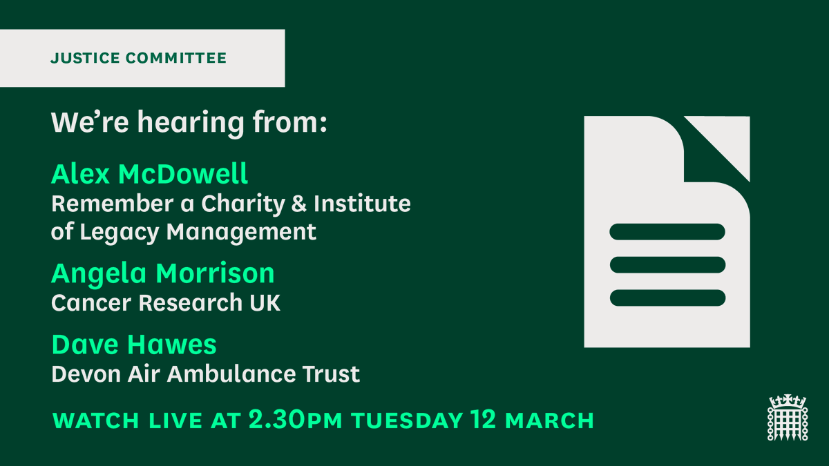 📢 Later today, we're continuing our inquiry on the financial impact of probate delays. We’re hearing from: @RememberCharity & @Legacy_Mngment @CR_UK @DevonAirAmb Watch on Parliament Live👇 parliamentlive.tv/Event/Index/9c…