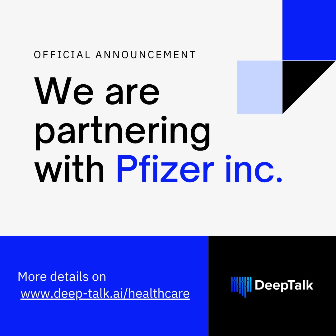 DeepTalkAI's tweet image. 🔥 We are honored to announce that Deep Talk and the prestigious Pfizer lab are joining forces to drive technological advancement in healthcare! 🤝