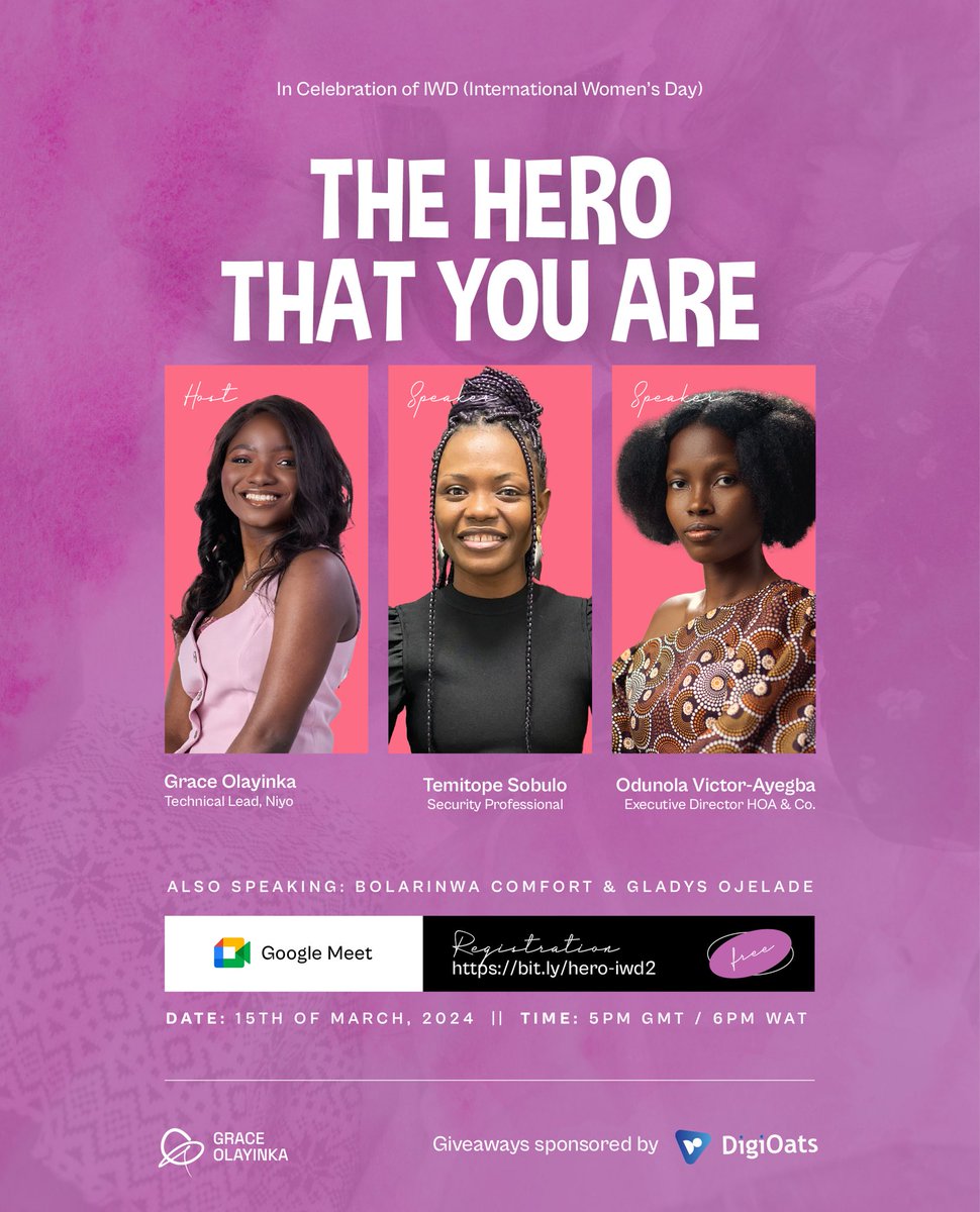 We are proud to support women in Tech, Digital Finance and #Bitcoin. Join and learn from female experts in different fields as we move towards promoting women's engagement in tech through the 'HERO THAT YOU ARE' program that will be hosted by @GraceOmole3 on March 15, 2024.