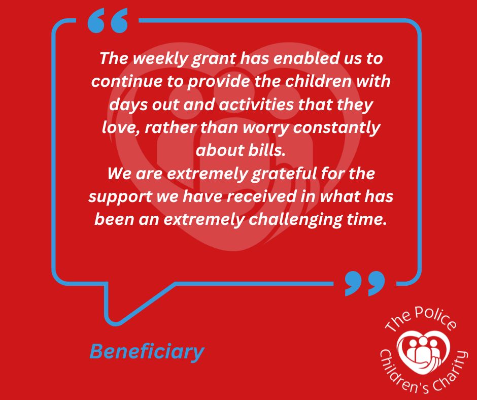 Eligible Beneficiary families receive Weekly Support Grants to help with day to day finances. Find out more here thepolicechildrenscharity.org/get-help/grant…