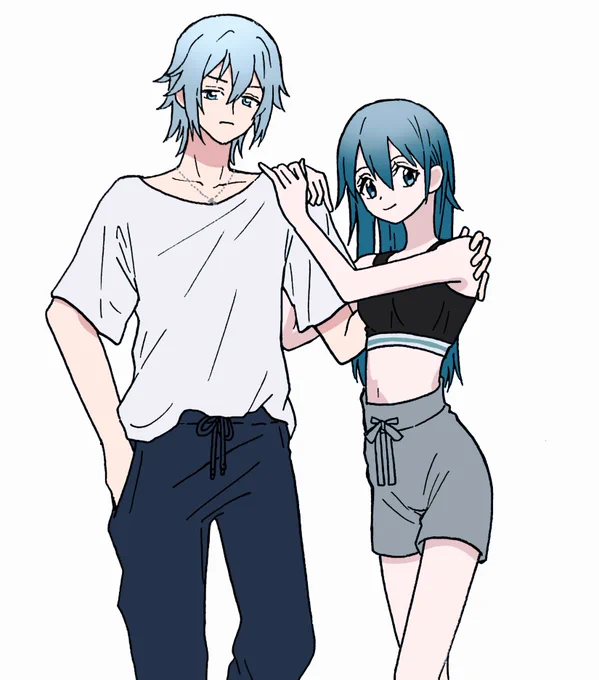 環くんが183あるんだから理ちゃんも170くらいあっていいんじゃない?って思った絵 兄ですって理のSNSで公表して、めちゃくちゃスラッとした兄妹じゃんって言われるやつ… 