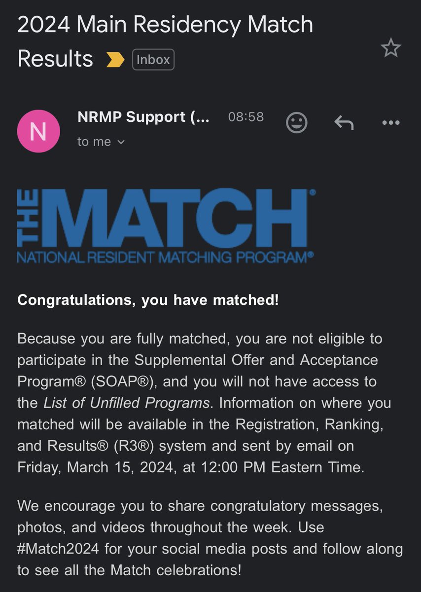 MarValeriano25's tweet photo. After not matching last year, I never give up, continue working hard and it payed off. Failure is just a step for SUCCESS 😎😎🎉🎉 #Match2024 Thanks God 🙏🙏 https://t.co/KS2F3VmwM1
