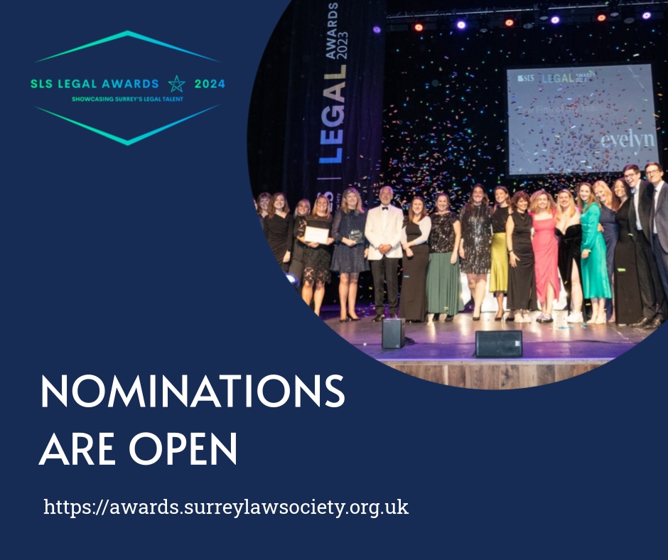 Nominations are OPEN for the SLS Legal Awards 2024! 🏆

It’s time to celebrate excellence in our legal community! 🎉 

For more details and nomination forms, click surreylawsociety.org.uk/training_event…

#SLSLegalAwards #LegalExcellence #SurreyLawSociety #CelebrateAchievements