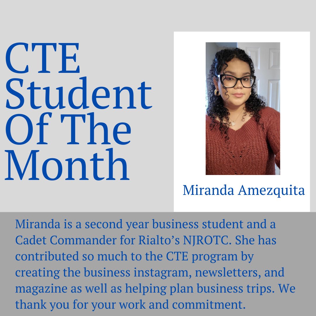 March’s CTE student of the year! #RUSDCTE #CTENEWS #studentofthemonth