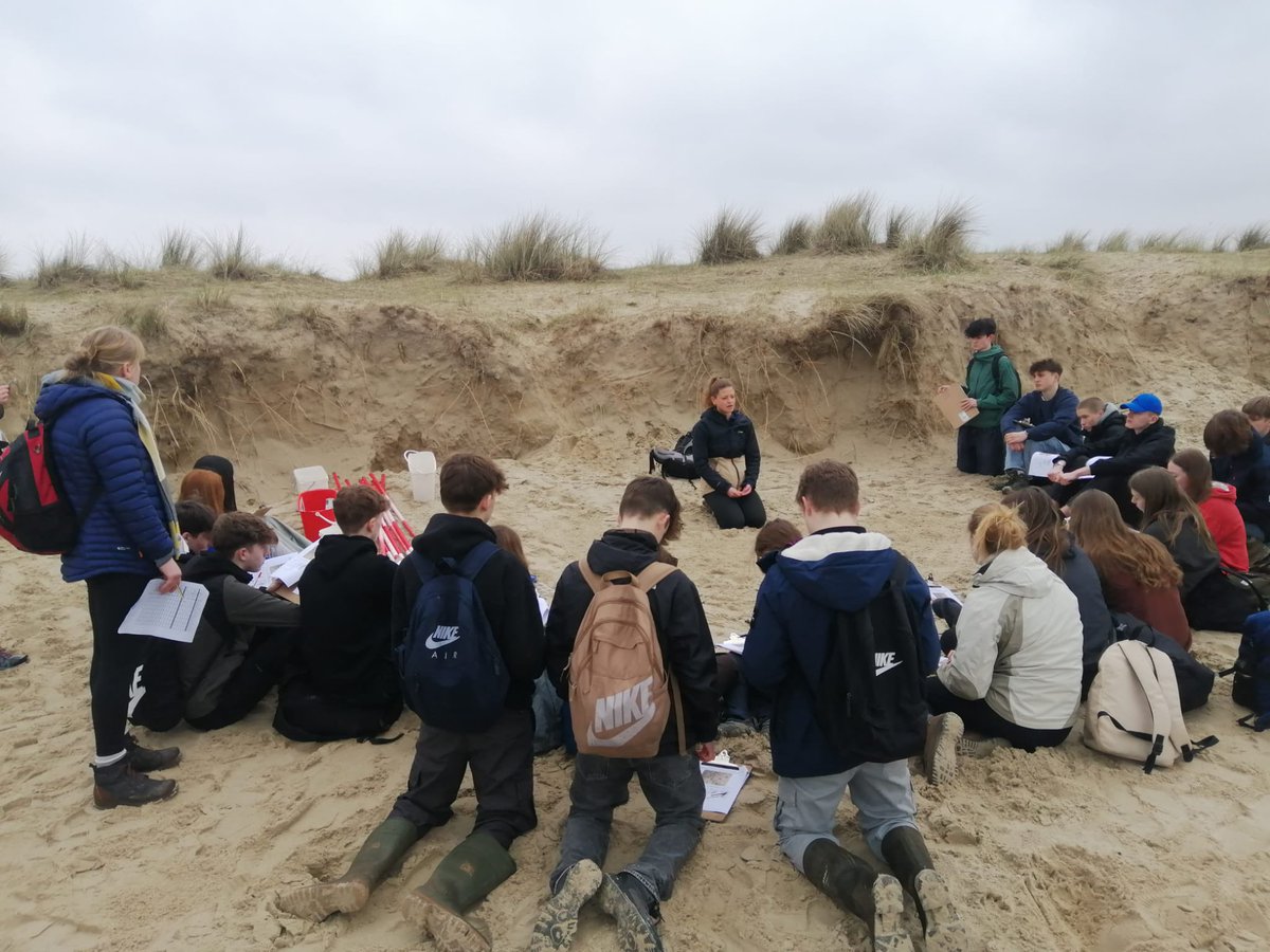 Y12 Geographers and Environmental Scientists studying the Studland sand dunes.